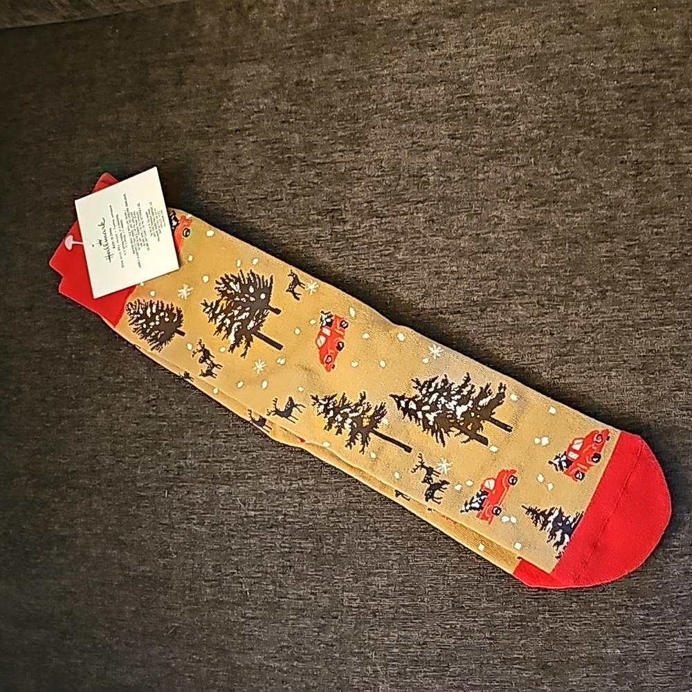 Hallmark Christmas Socks Red Trucks Trees Women's NWT